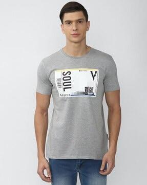 men graphic print slim fit crew-neck t-shirt