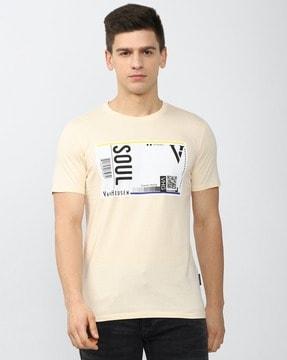 men graphic print slim fit crew-neck t-shirt