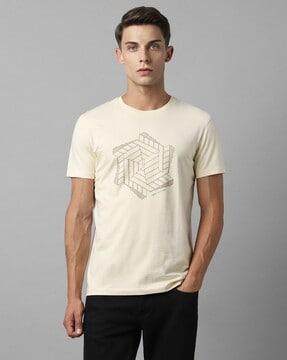 men graphic print slim fit crew-neck t-shirt