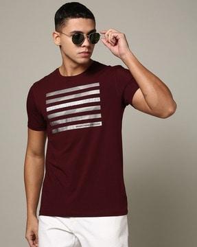 men graphic print slim fit crew-neck t-shirt