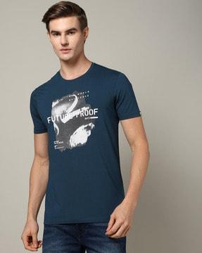 men graphic print slim fit crew-neck t-shirt