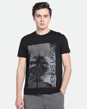 men graphic print slim fit round-neck t-shirt