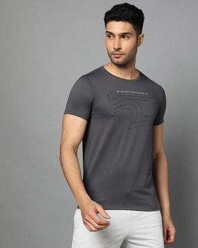 men graphic print slim fit screw-neck t-shirt