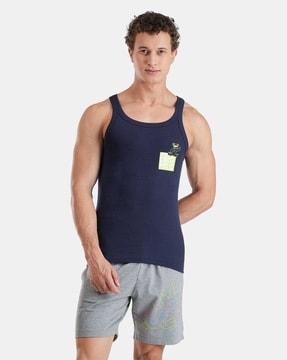 men graphic regular fit sleeveless vest