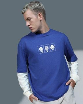 men graphic relaxed fit t-shirt with round neck