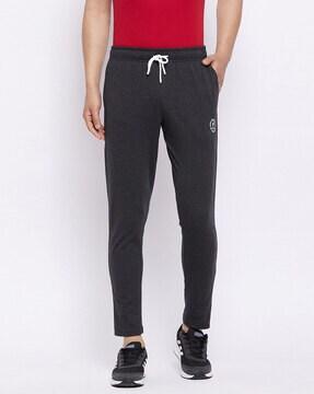 men graphic track pants with drawstring waist