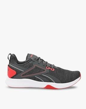 men graphite lace-up running shoes