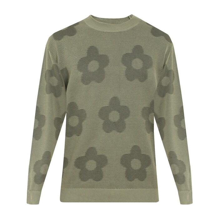 men green all-over boke flower knitted jumper