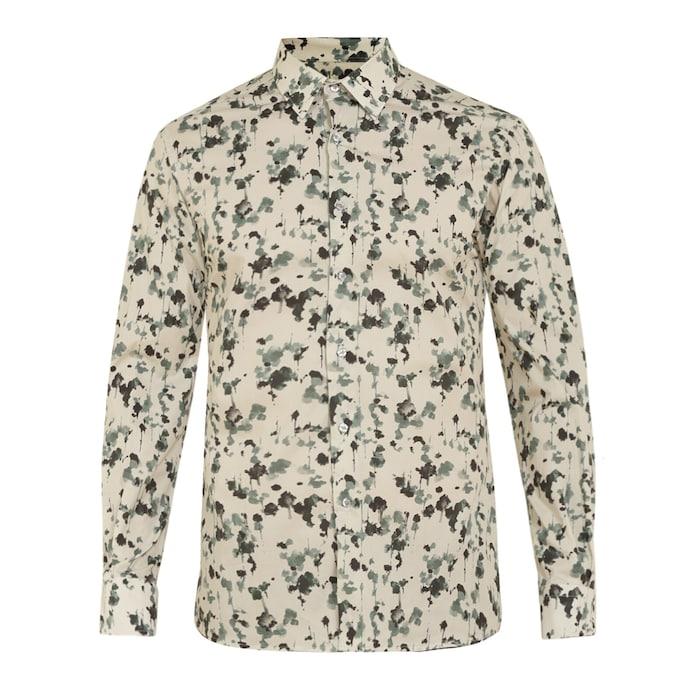 men green all-over watercolour floral print shirt