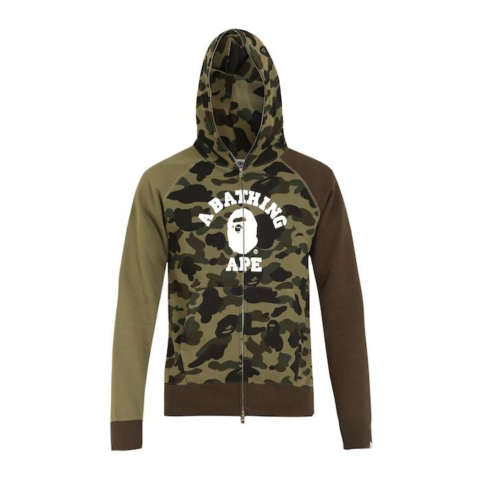 men green camo crazy full-zipper hoodie