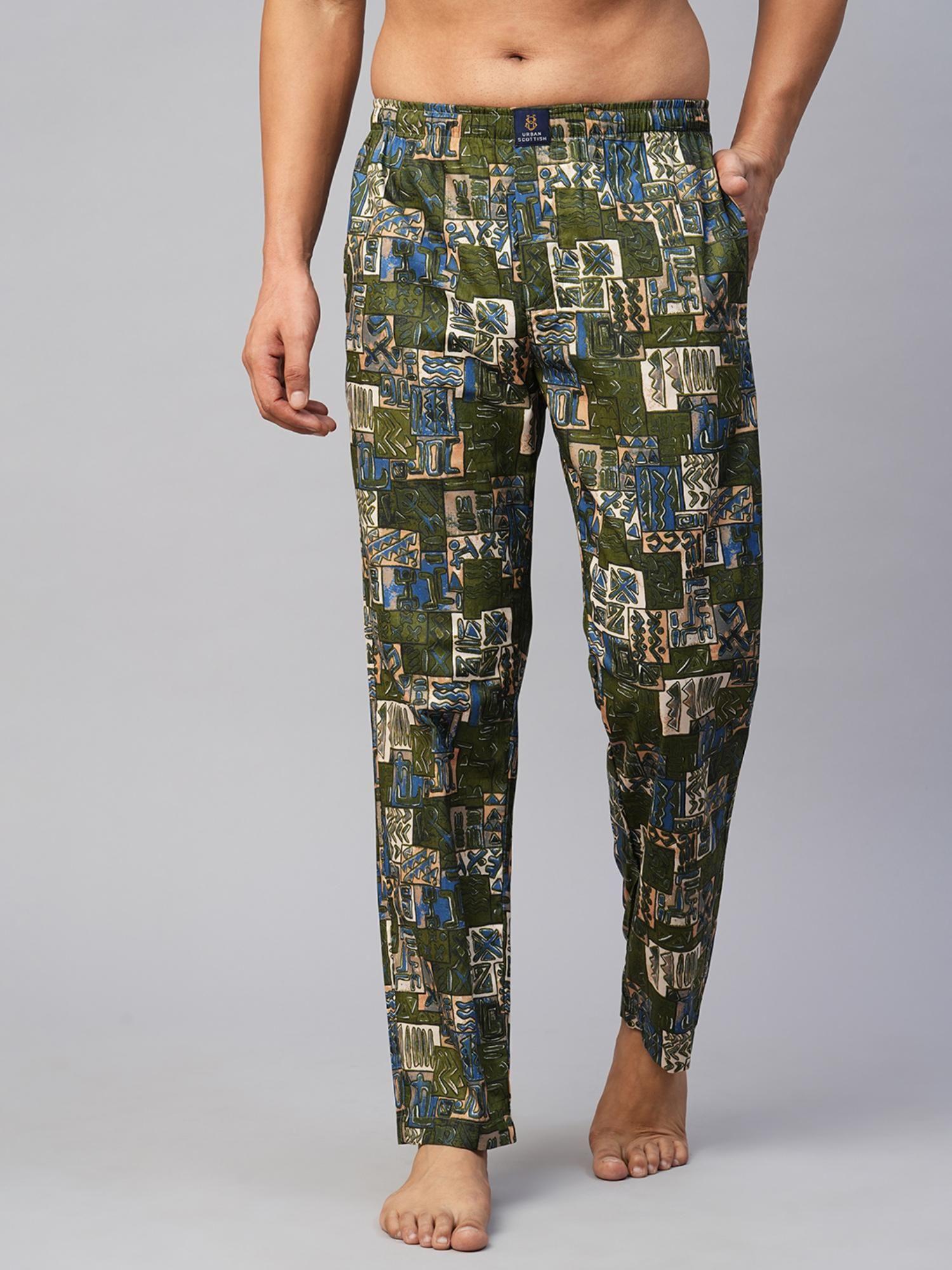 men green cotton printed lounge pants