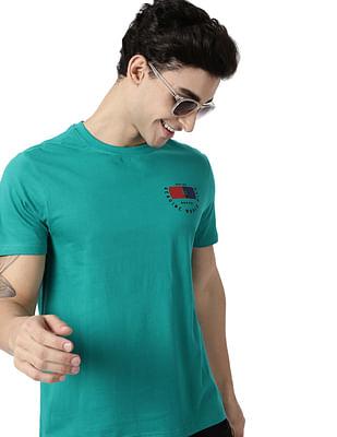 men green crew neck solid cotton t-shirt