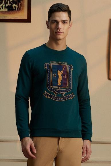 men green embroidered crew neck sweatshirt