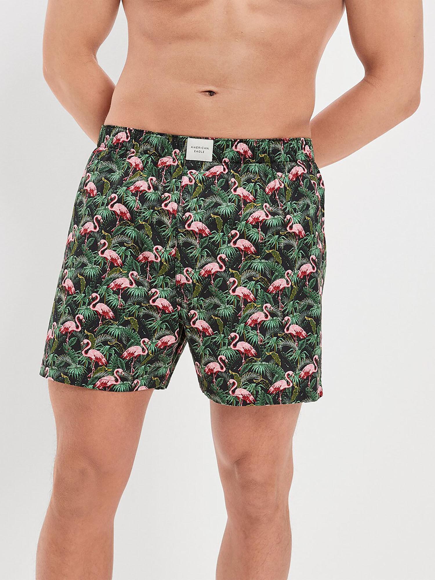 men green flamingos stretch boxer shorts