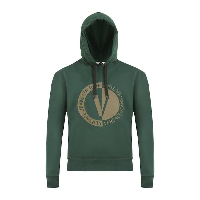 men green gold-circle versace branding hoodie