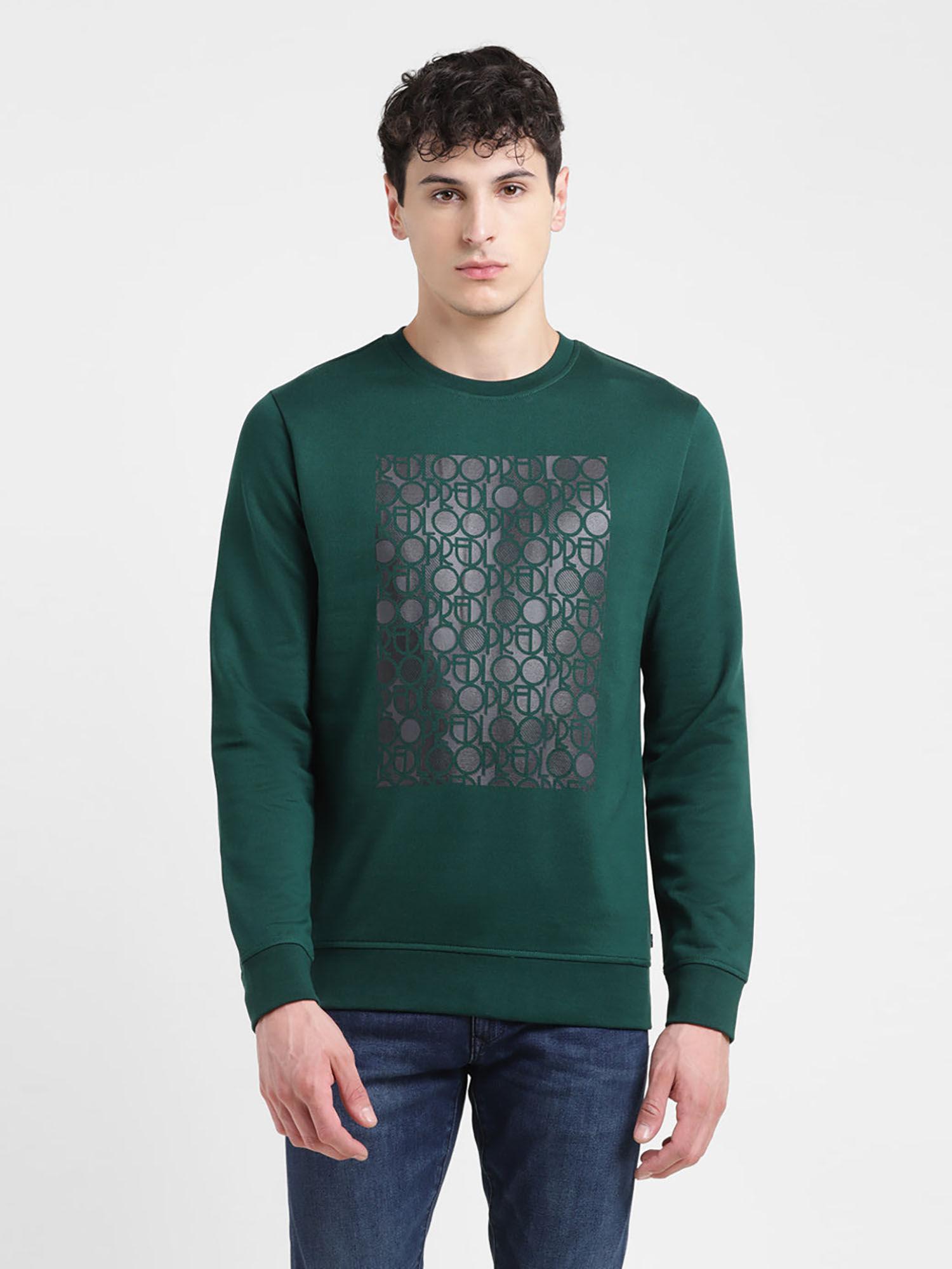 men green graphic regular fit sweatshirt