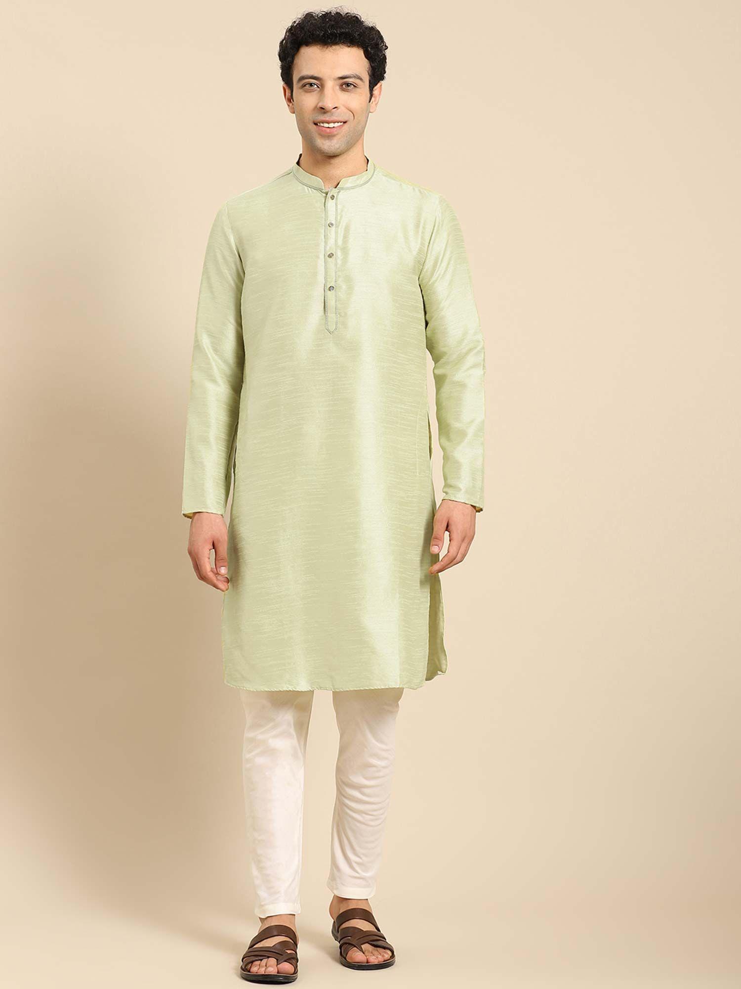 men green kurta (set of 2)