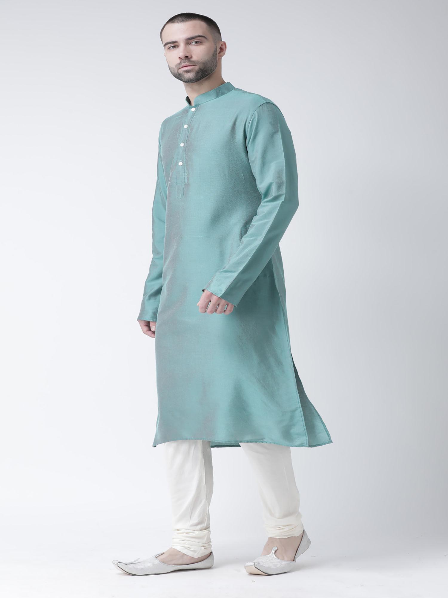 men green kurta and churidar (set of 2)