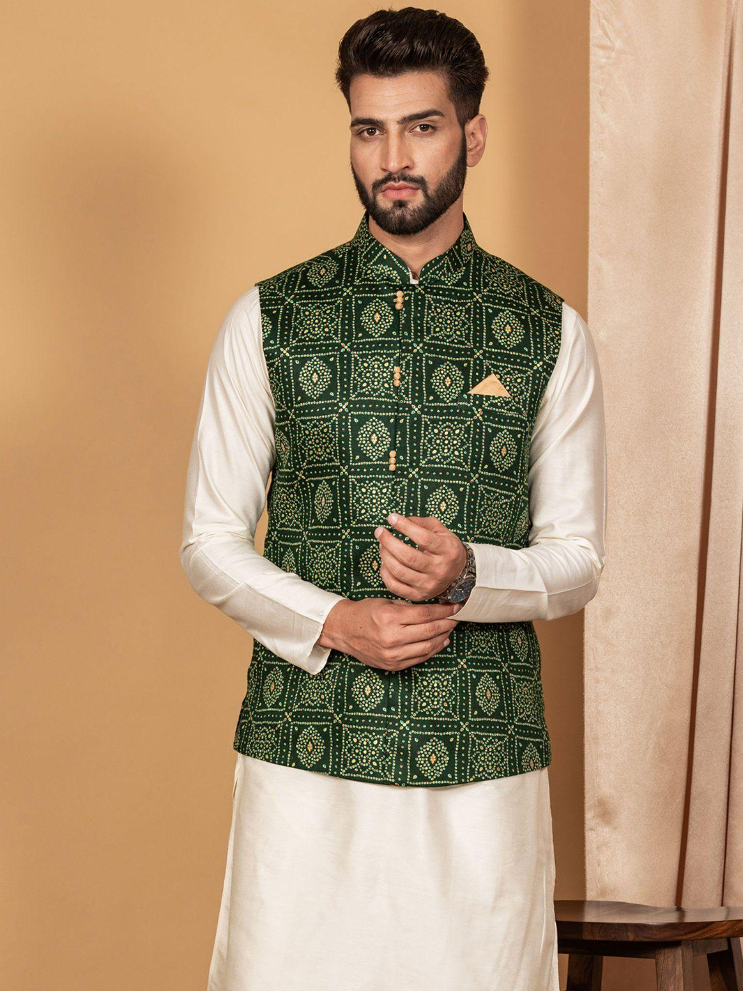 men green nehru jacket