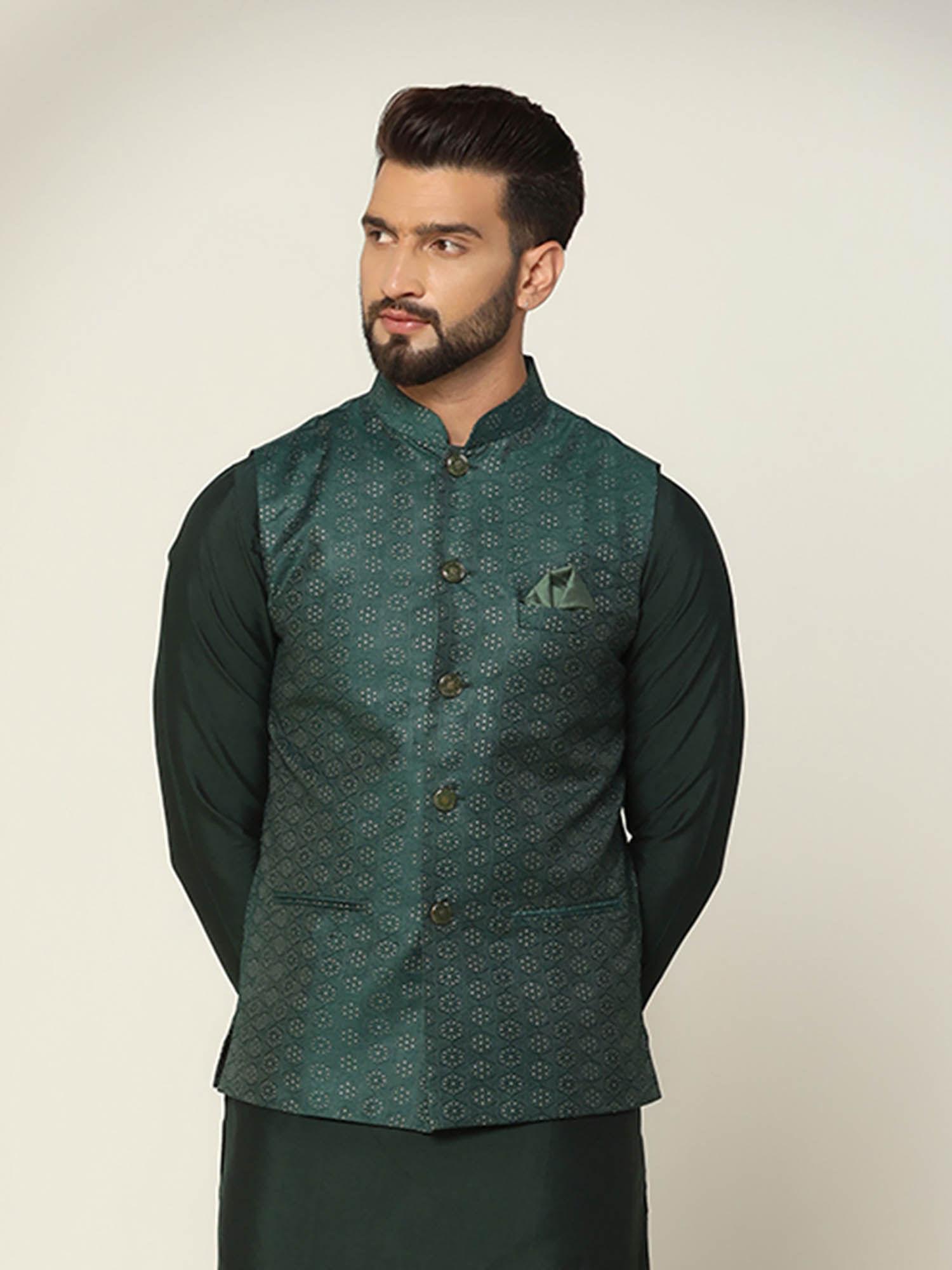 men green nehru jacket