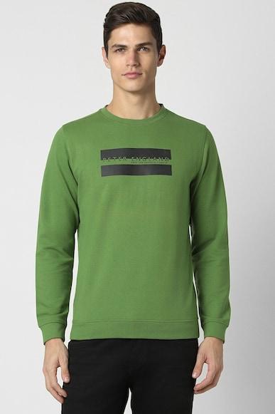 men green print crew neck sweatshirt