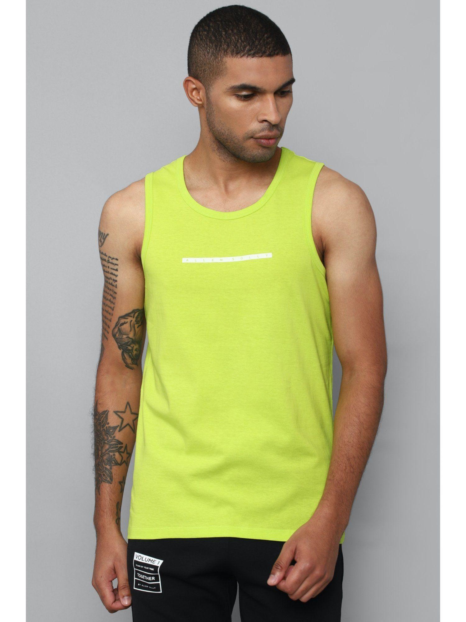 men green printed round neck vest