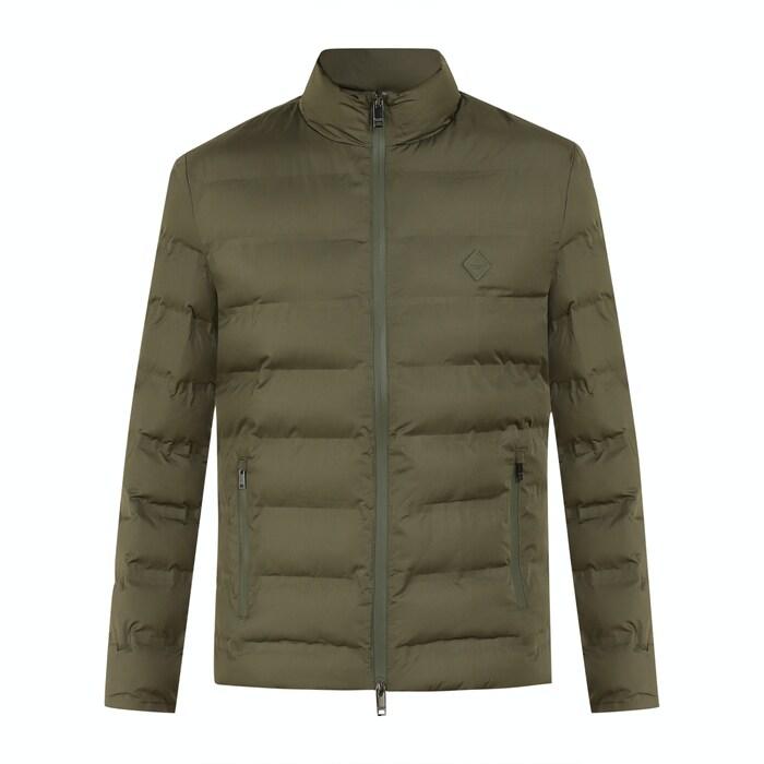 men green quilted chest patch jacket