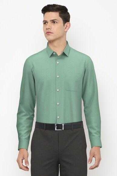 men green regular fit formal full sleeves formal shirt
