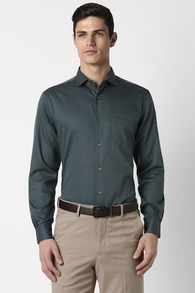 men green regular fit formal full sleeves formal shirt