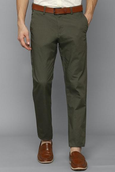 men green regular fit solid casual trousers