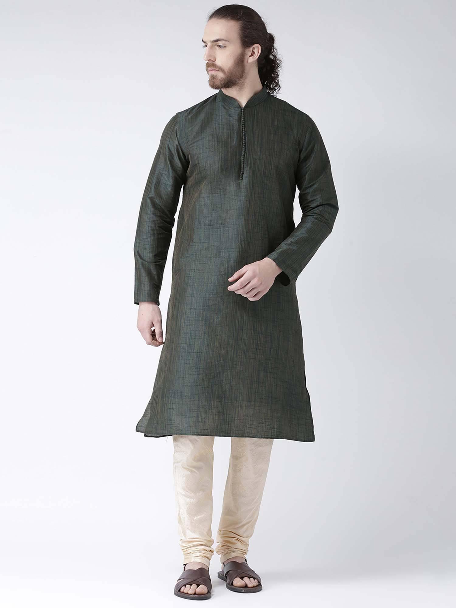 men green self design straight kurta