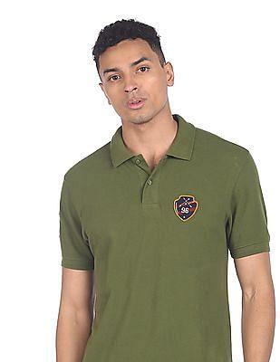 men green short sleeve solid polo shirt