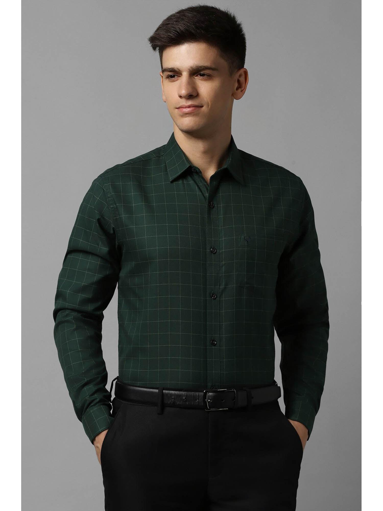 men green slim fit check full sleeves formal shirt