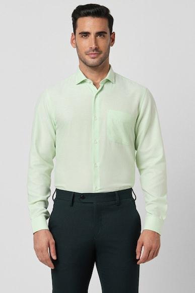 men green slim fit formal full sleeves formal shirt