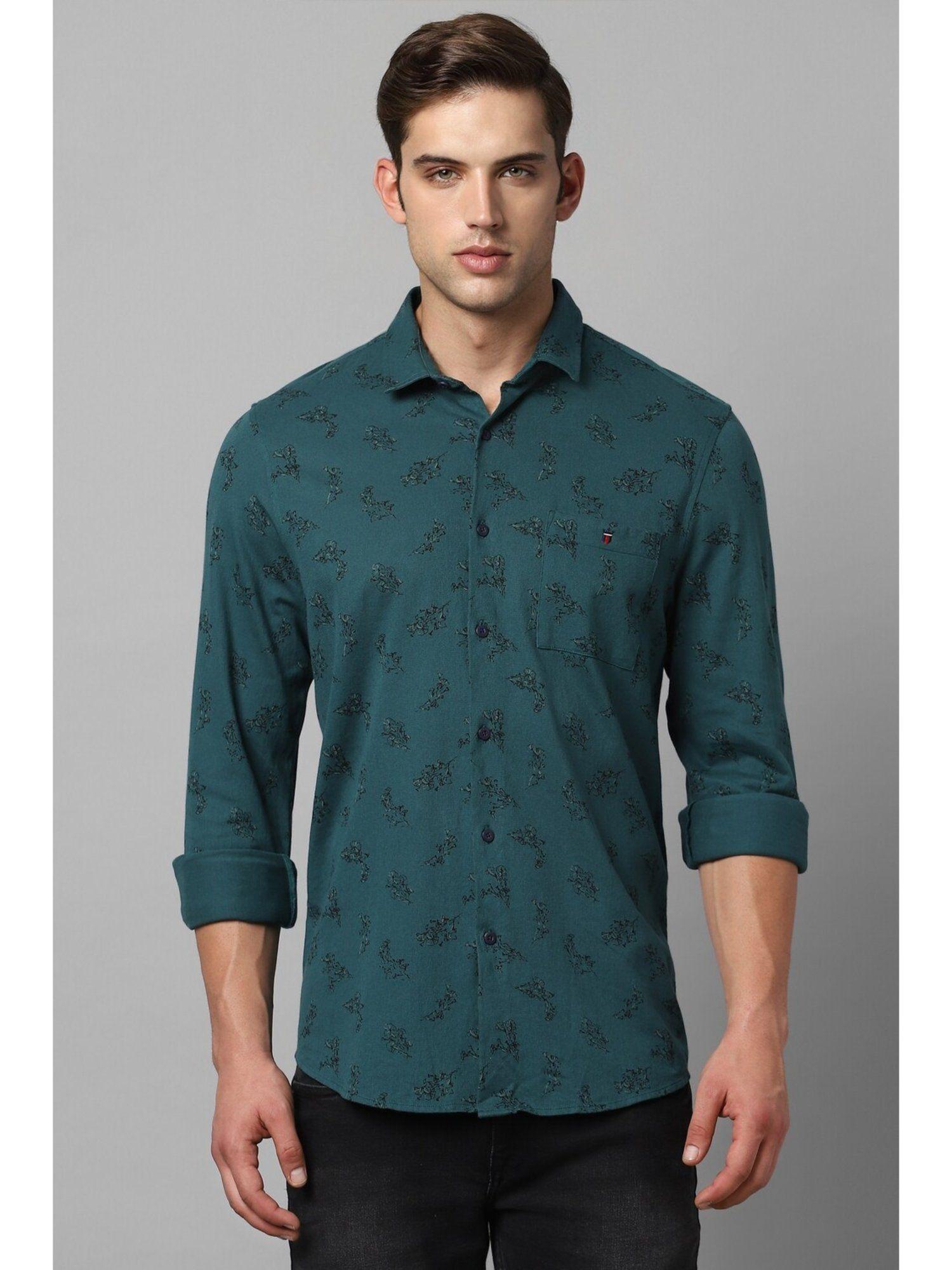 men green slim fit print full sleeves casual shirt