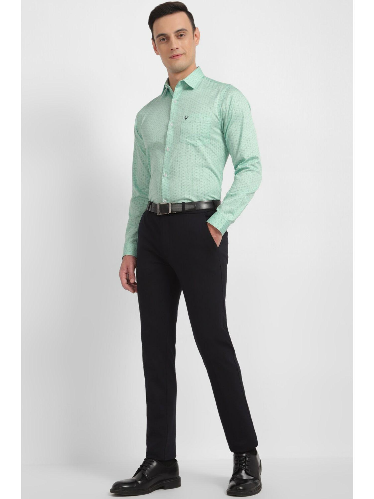 men green slim fit print full sleeves formal shirt