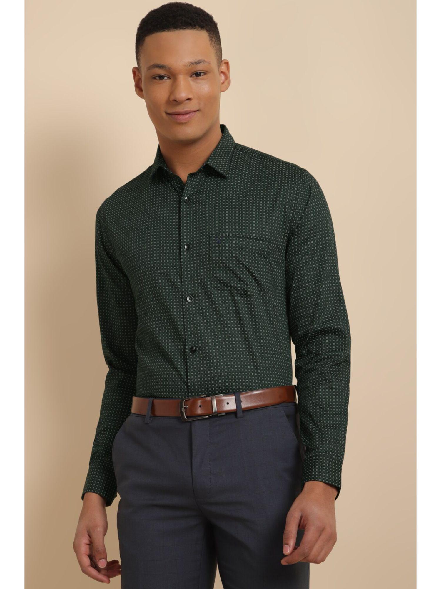 men green slim fit print full sleeves formal shirt