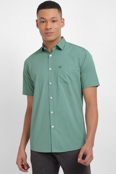 men green slim fit solid half sleeves casual shirts