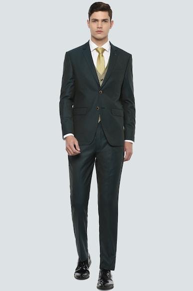 men green slim fit textured party three piece suit