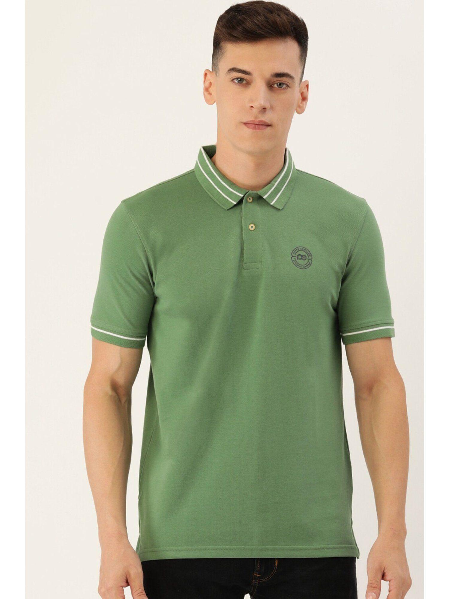 men green solid polo t-shirt