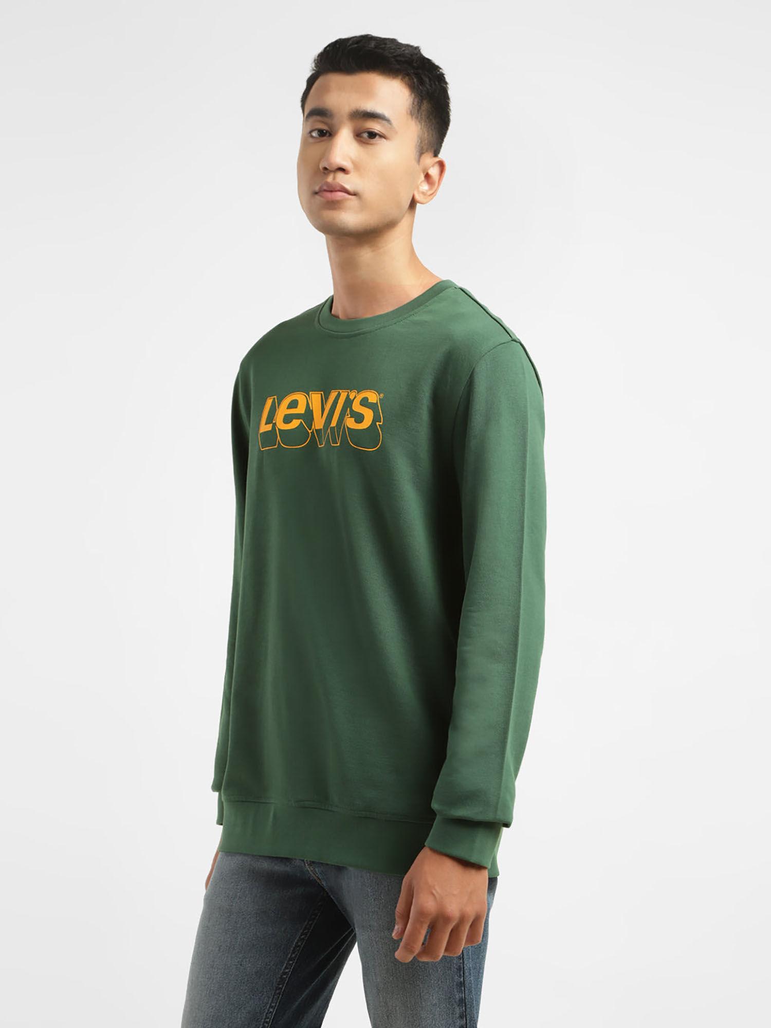 men green solid regular fit sweatshirt