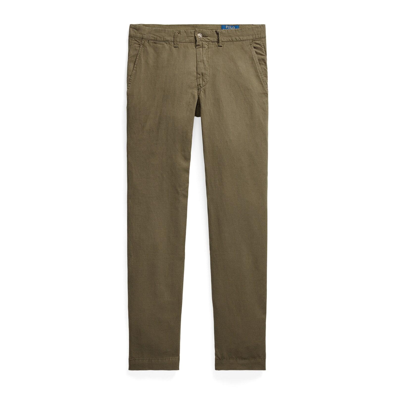 men green straight fit linen-cotton pant