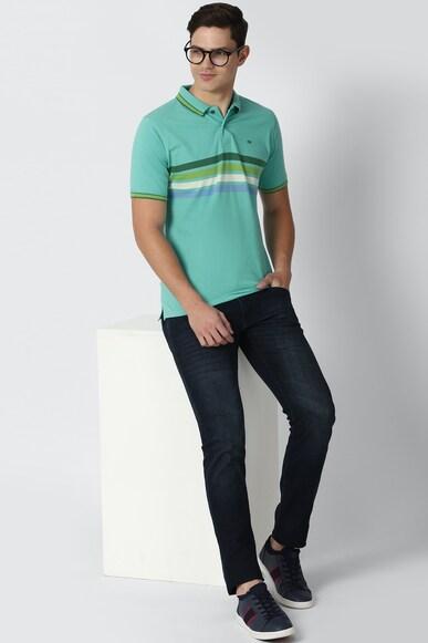 men green stripe polo neck polo t-shirts