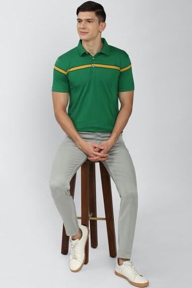 men green stripe polo neck polo t-shirts