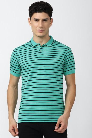 men green stripe polo neck polo t-shirts