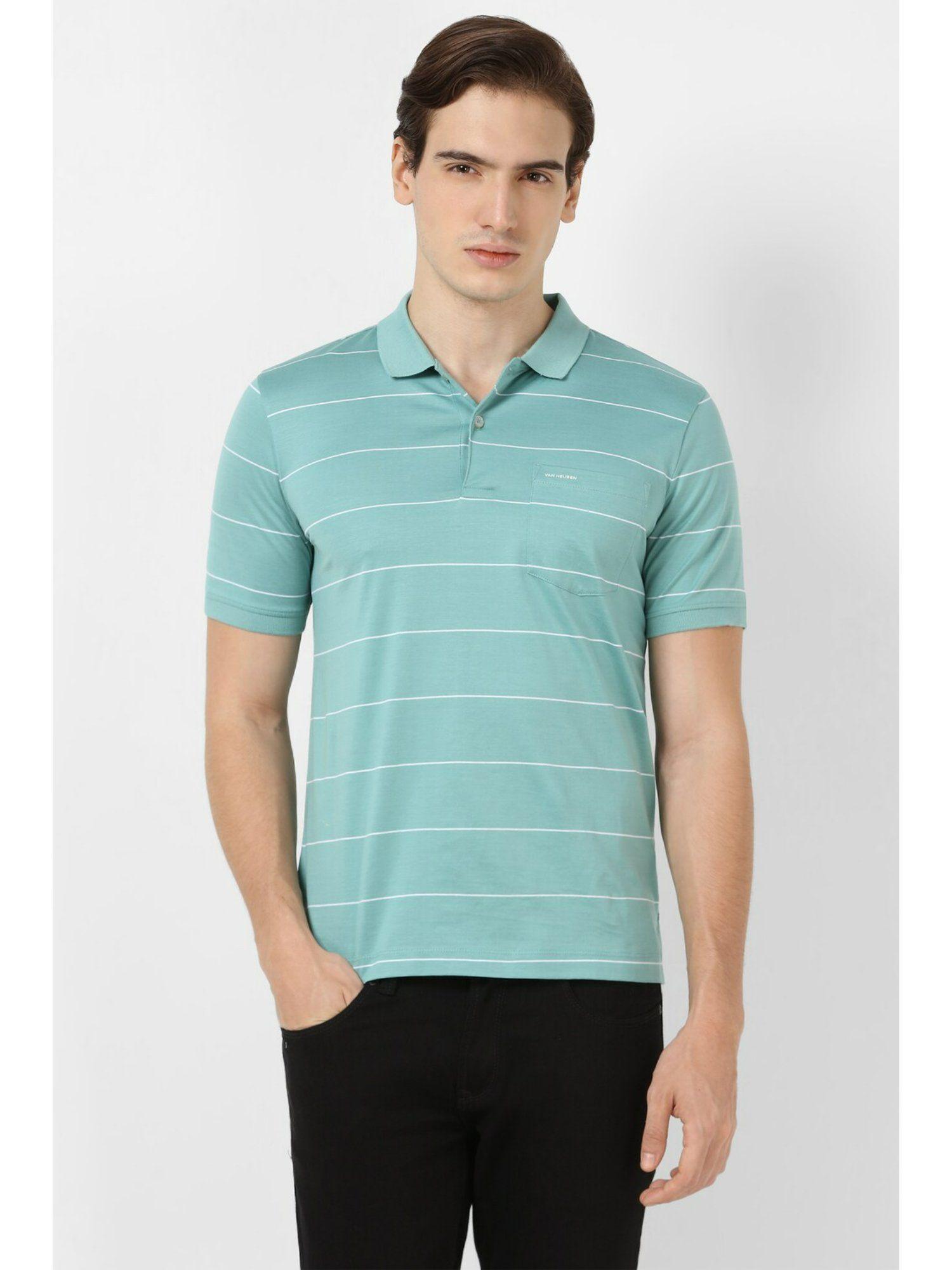 men green stripe polo t-shirt