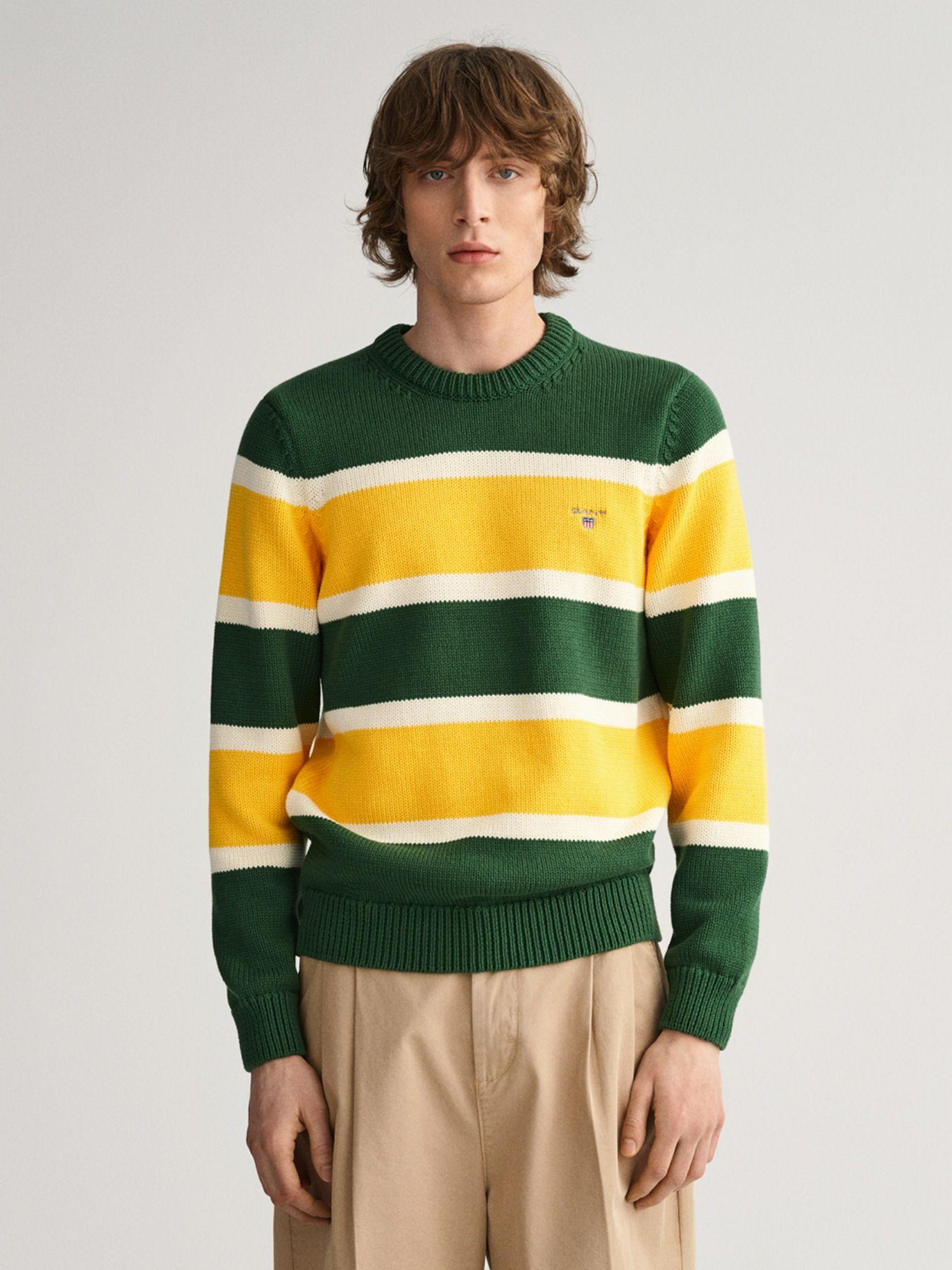 men green striped regular fit sweater