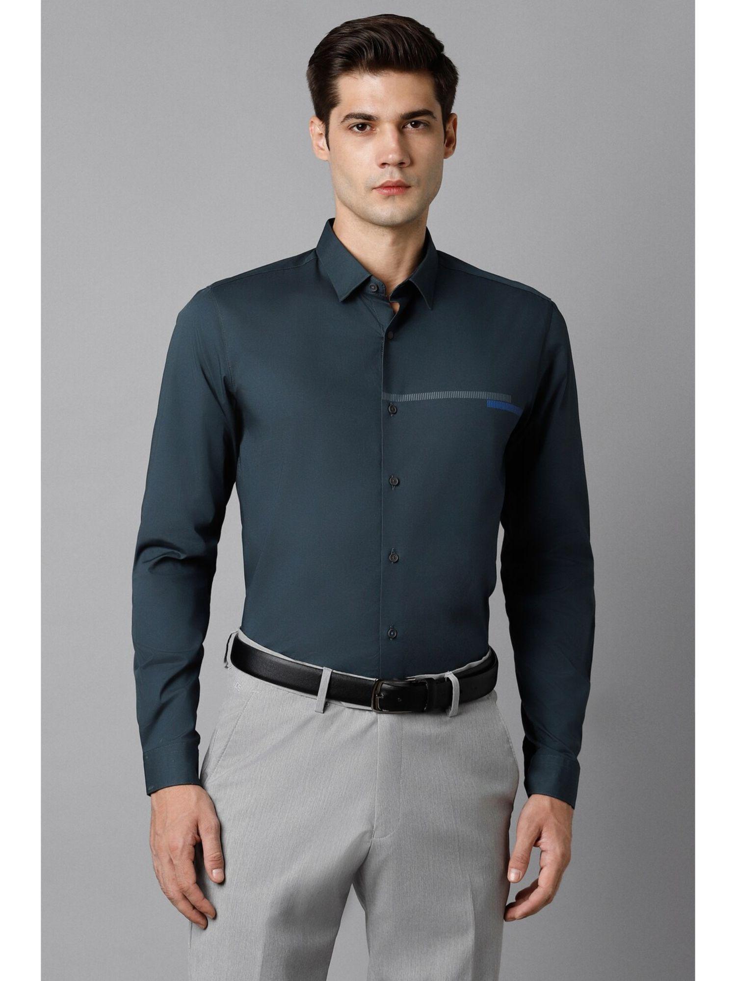 men green super slim fit solid full sleeves formal shirt