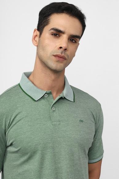 men green textured polo neck polo t-shirts