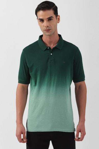 men green textured polo neck polo t-shirts